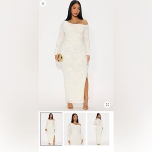 FashionNova Off Shoulder Textured Maxi Dress